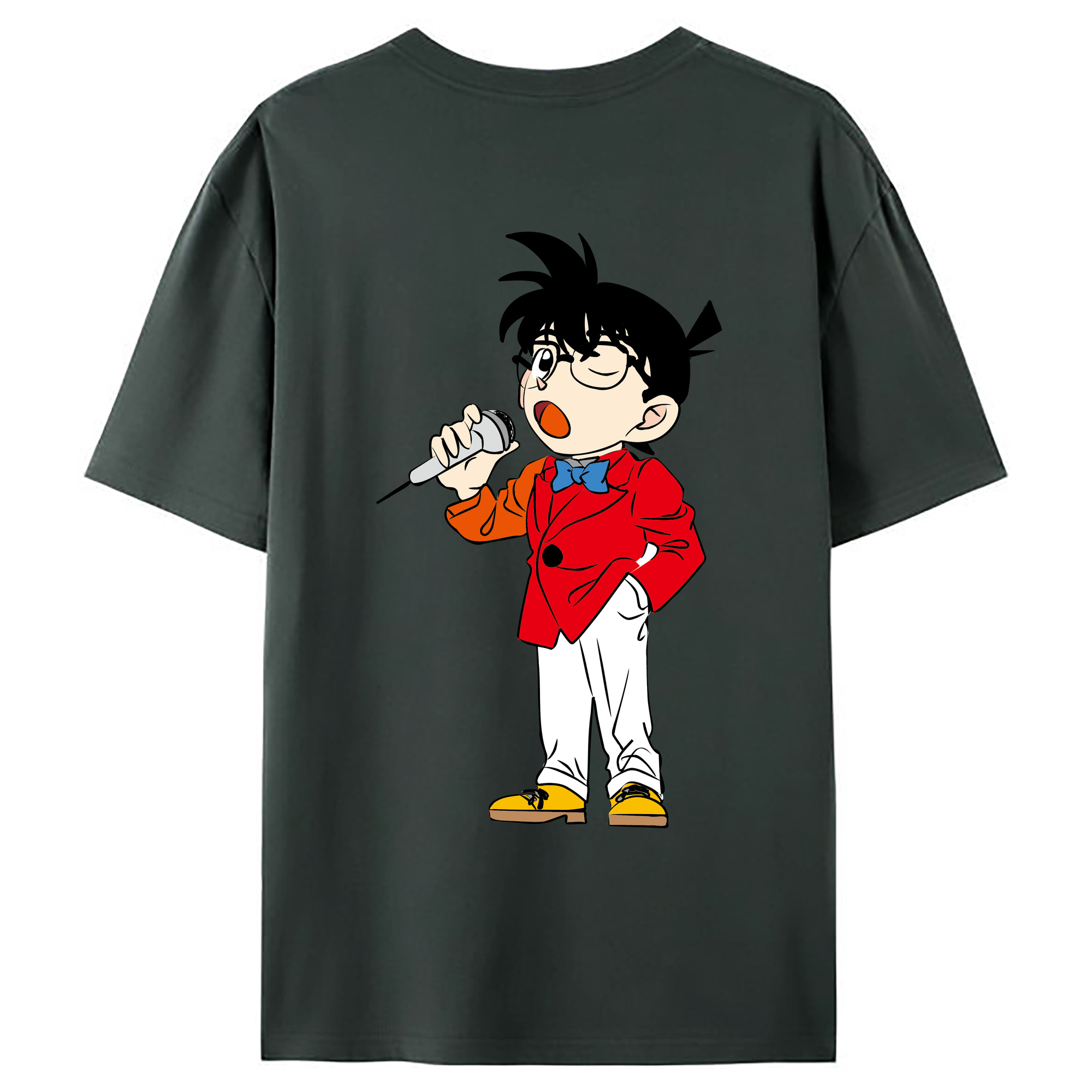 （画像用） 名探偵コナン 江戸川 コナン Detective Conan Conan Edogawa 綿100％ メンズ半袖Tシャツ（バックプリント） 通気性